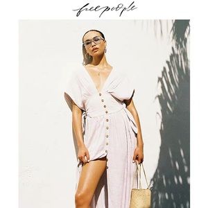 Free people v-neck linen maxi dress